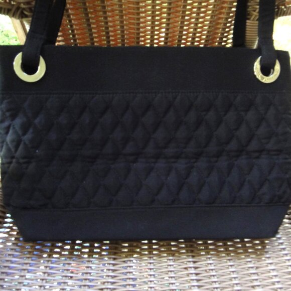 Vera Bradley Quilted Black Tote Shoulder Bag Organizer Purse 14x9x7 - Picture 2 of 11